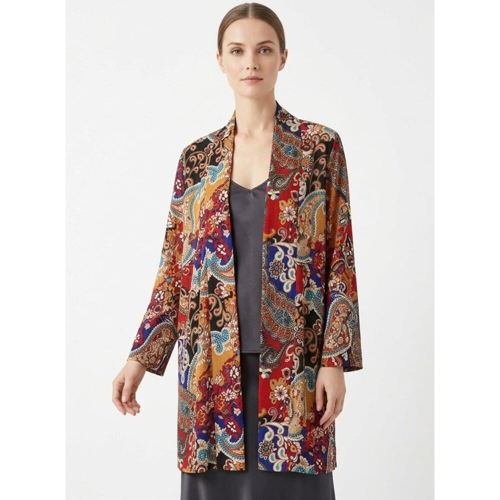 TRAVEL ELEMENTS Women's Kimono Bohemian Paisley emaiFloral Summer Plus Size 2XL